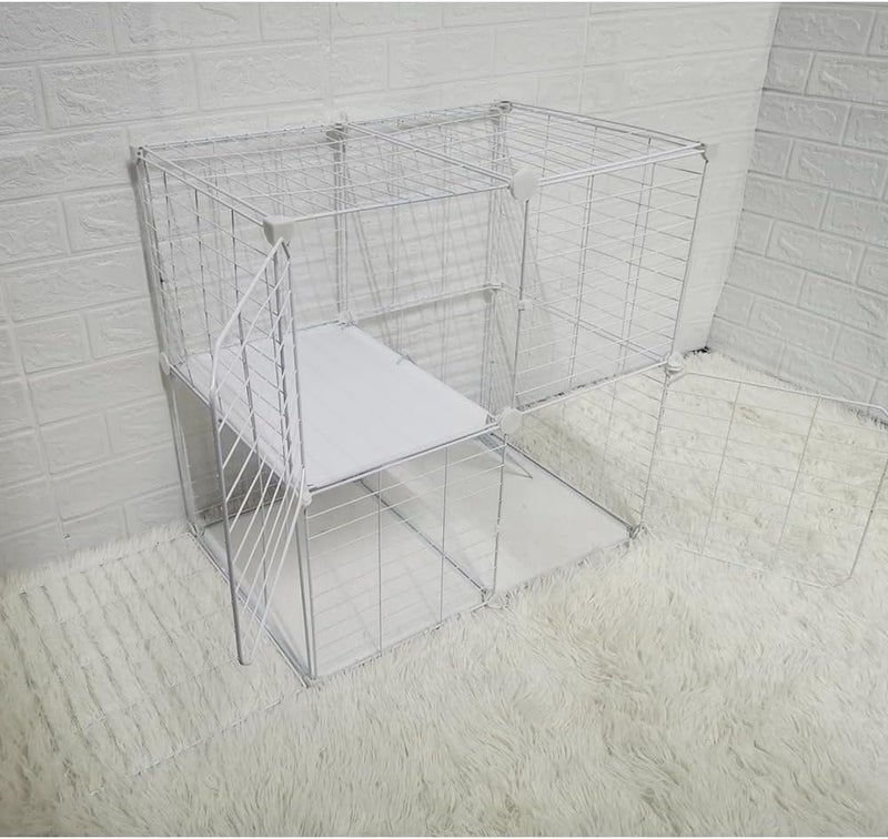 FDSDEFEN Cat Cage Indoor DIY Cat Playpen Detachable Metal Wire Kennels Indoor Cat Enclosures DIY Playpen Metal Kennel (2 Tier) - Image 5